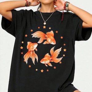 Goldfish T-Shirt, Cute Star Aesthetic Gift, Retro Y2K Beachy Grunge Vintage Graphic Tee